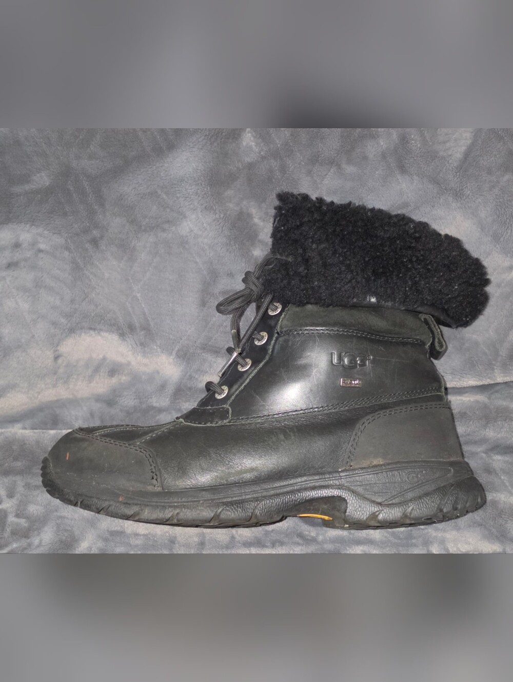 UGG Butte Waterproof Leather Shearling Winter Boots ~ Black 5521 | Men's: 10
